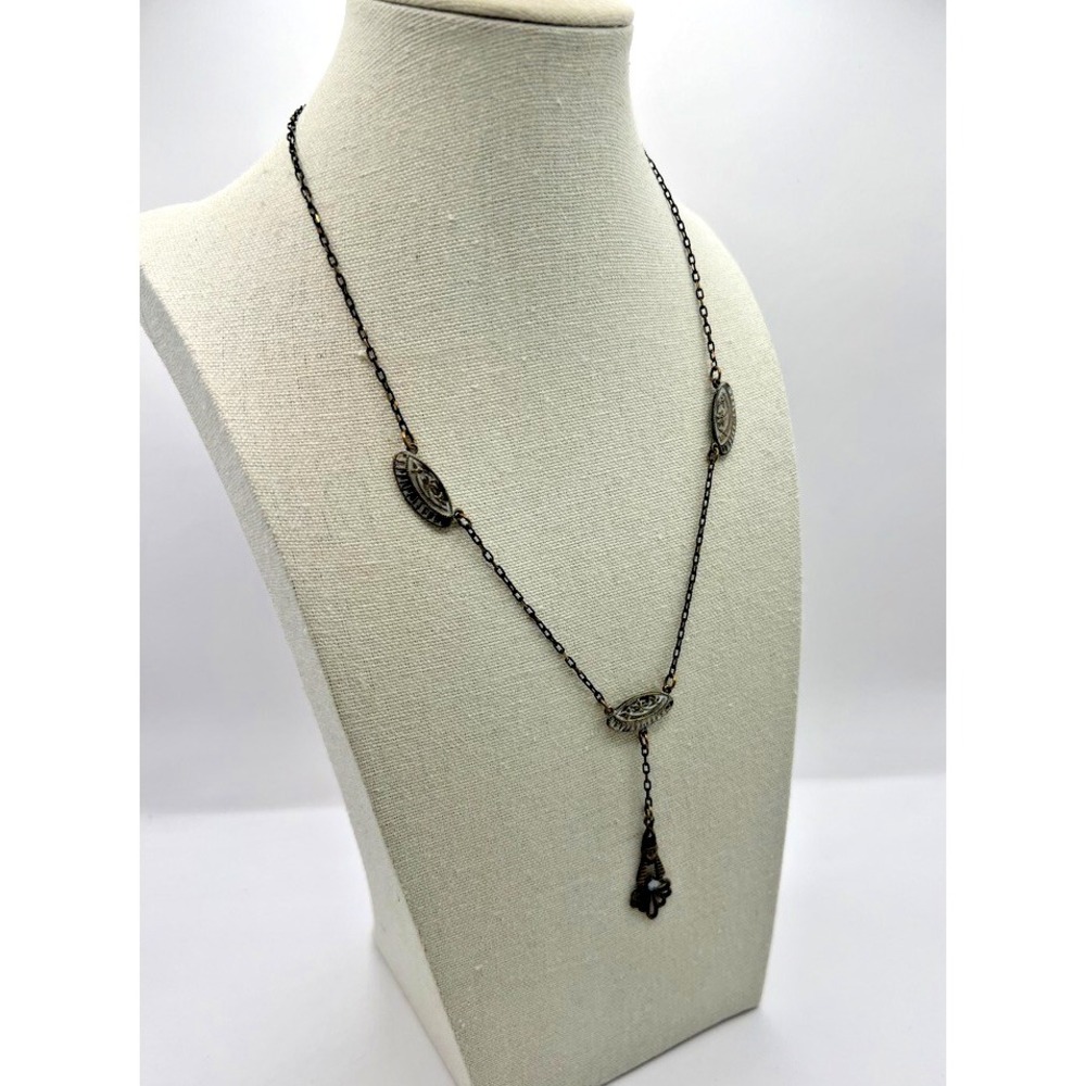 Vintage Egyptian Revival Necklace Pharaoh Pendant Brass Tone Art Deco Figural - Picture 15 of 16